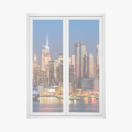 Window decal New York skyline at dusk panoramic print • Wallissimo®