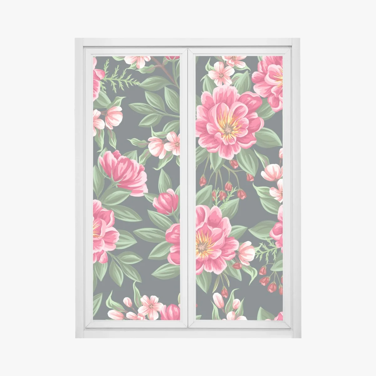 Window decal pink watercolor floral pattern on dark background • Wallissimo® Window decal pink watercolor floral pattern on dark background • Wallissimo®