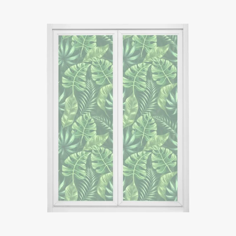 Window decal tropical monstera leaf pattern