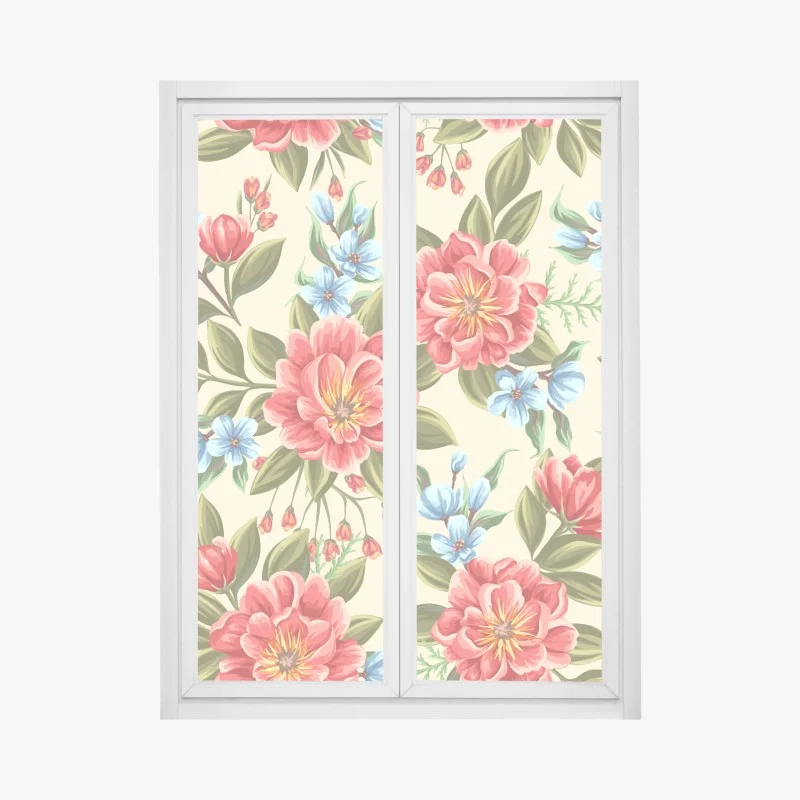 Window decal vibrant watercolor floral pattern