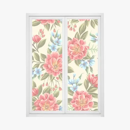 Window decal vibrant watercolor floral pattern • Wallissimo®