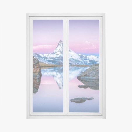 Window decal serene alpine reflection at dusk • Wallissimo®