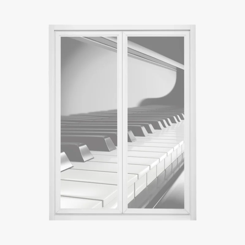 Window decal elegant monochrome piano keys