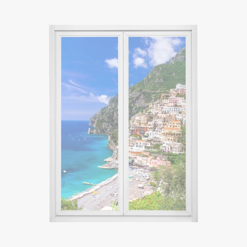 Window decal sunny panorama of Positano on the Amalfi Coast