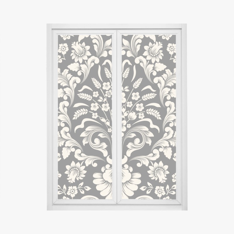 Window decal vintage floral damask pattern