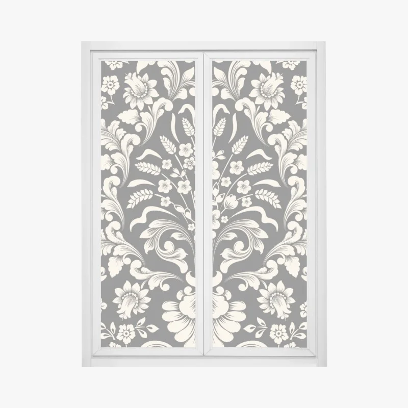 Window decal vintage floral damask pattern