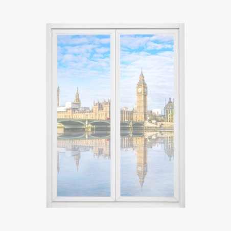Window decal London skyline with river reflection • Wallissimo®