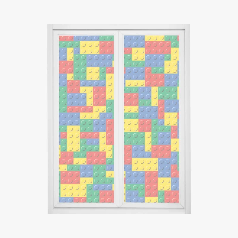 Window decal colorful building block pattern