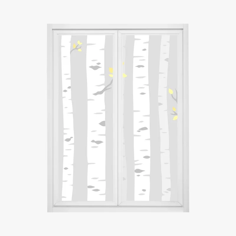 Window decal scandinavian birch forest pattern