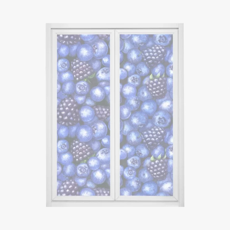 Window decal blueberry and blackberry watercolor pattern
