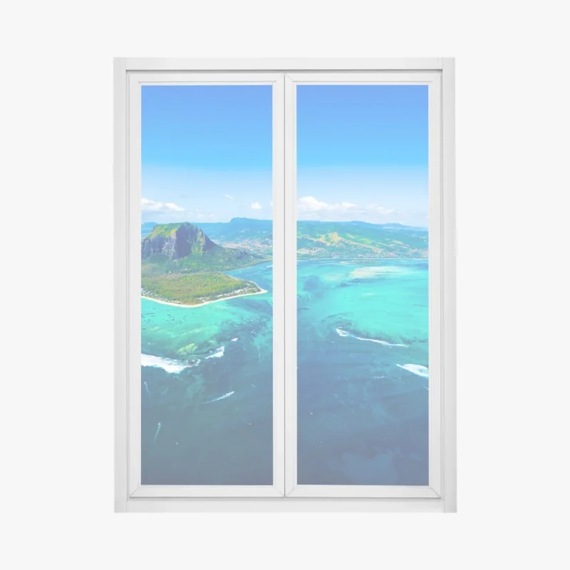 Window decal Le Morne panorama over Mauritius lagoon