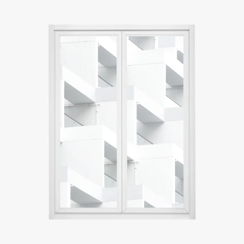 Window decal white concrete geometric facade