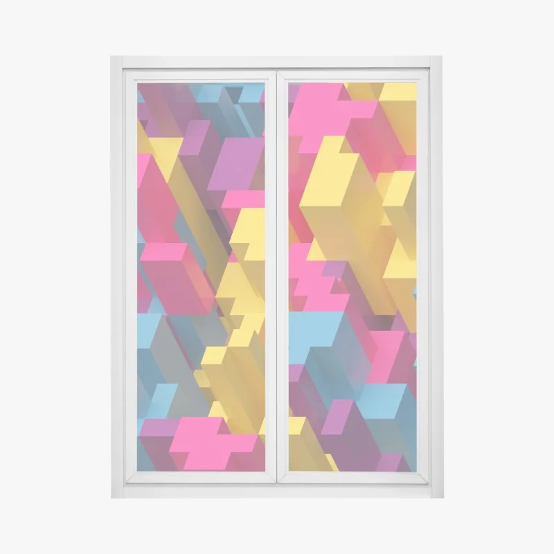 Window decal vibrant 3d voxel pattern