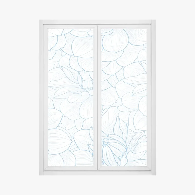 Window decal delicate blue floral pattern