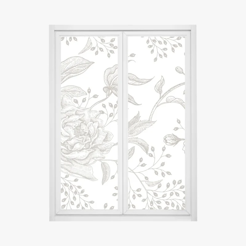 Window decal delicate vintage botanical floral pattern