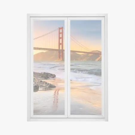 Window decal sunset at the Golden Gate Bridge • Wallissimo®