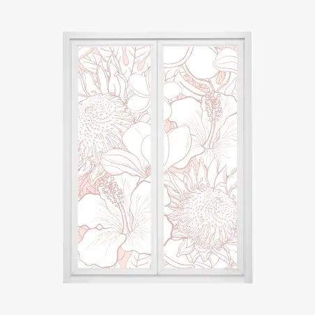 Window decal delicate coral floral pattern • Wallissimo®