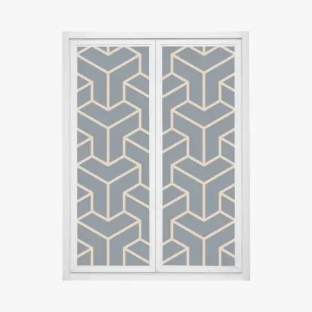 Window decal navy geometric cube pattern • Wallissimo®