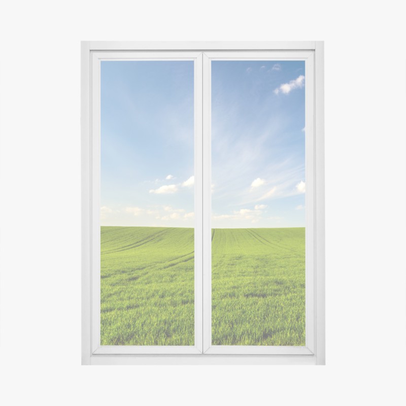Window decal spring green meadow panorama