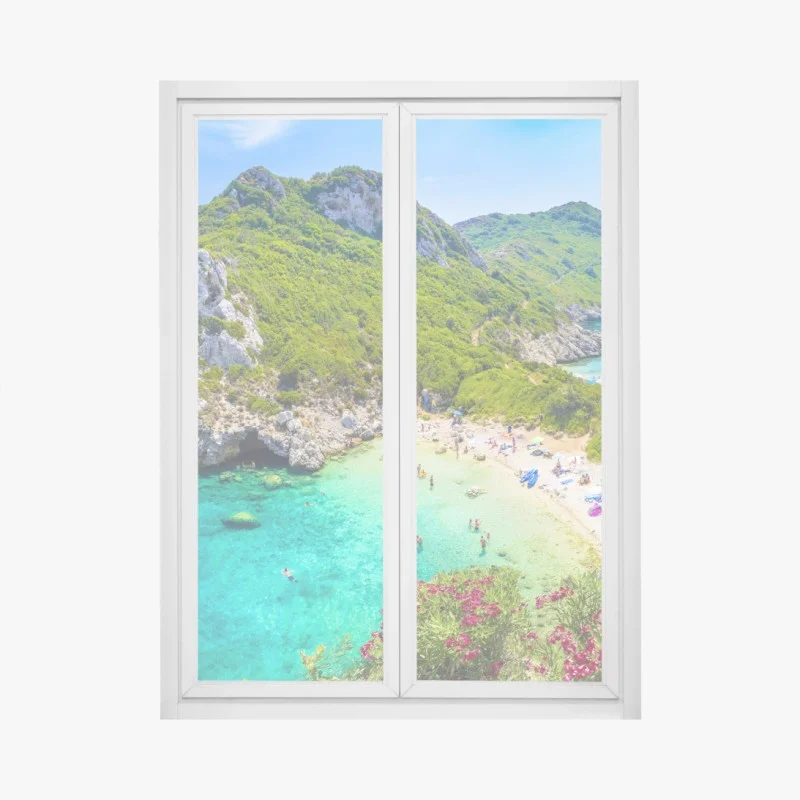 Window decal Porto Timoni beach panorama, Corfu
