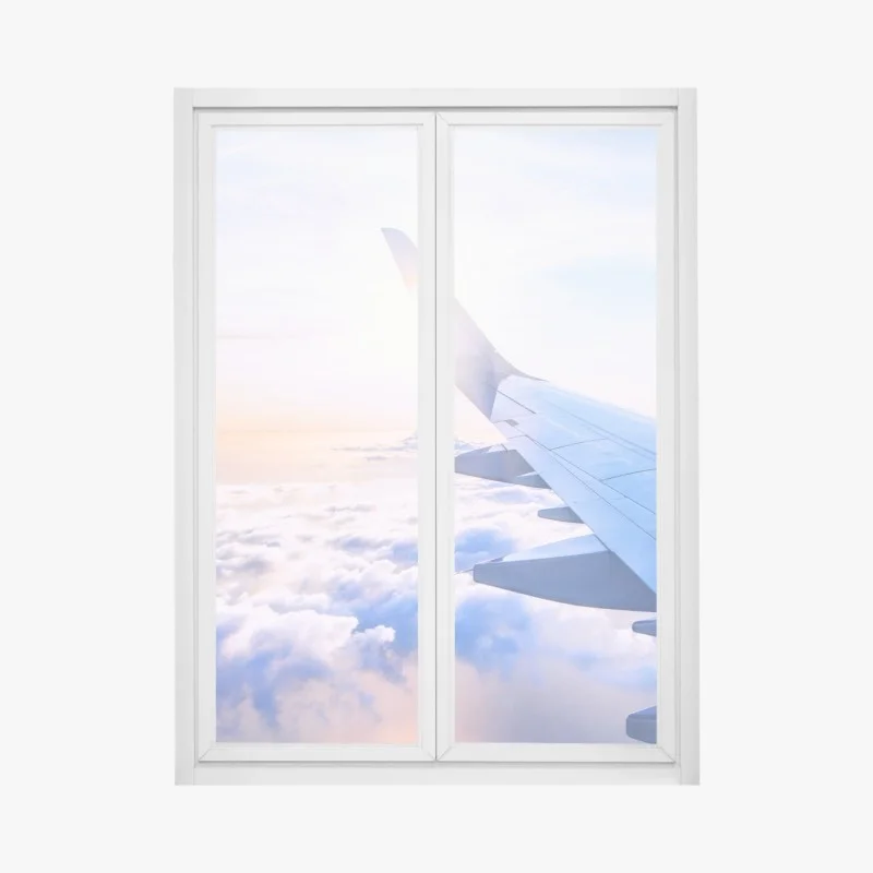Window decal above the clouds aerial view