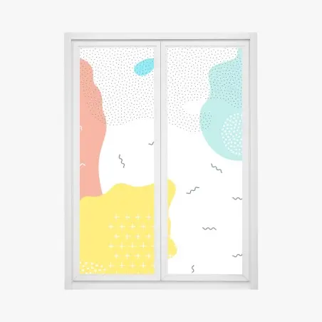 Window decal playful abstract shapes in vibrant colors • Wallissimo®
