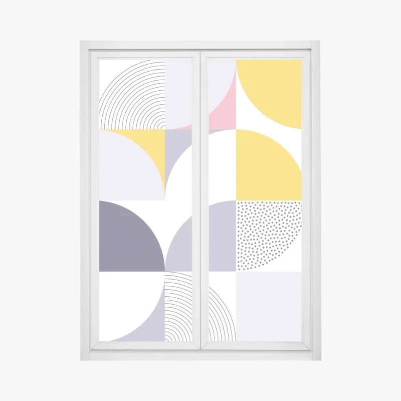 Window decal pastel geometric pattern with semicircles
