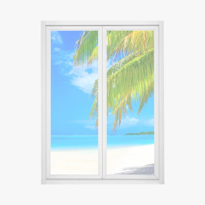 Window decal tropical turquoise beach paradise