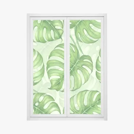 Window decal watercolor monstera leaf pattern • Wallissimo®