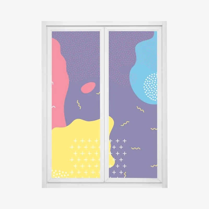 Window decal vibrant abstract shapes pattern