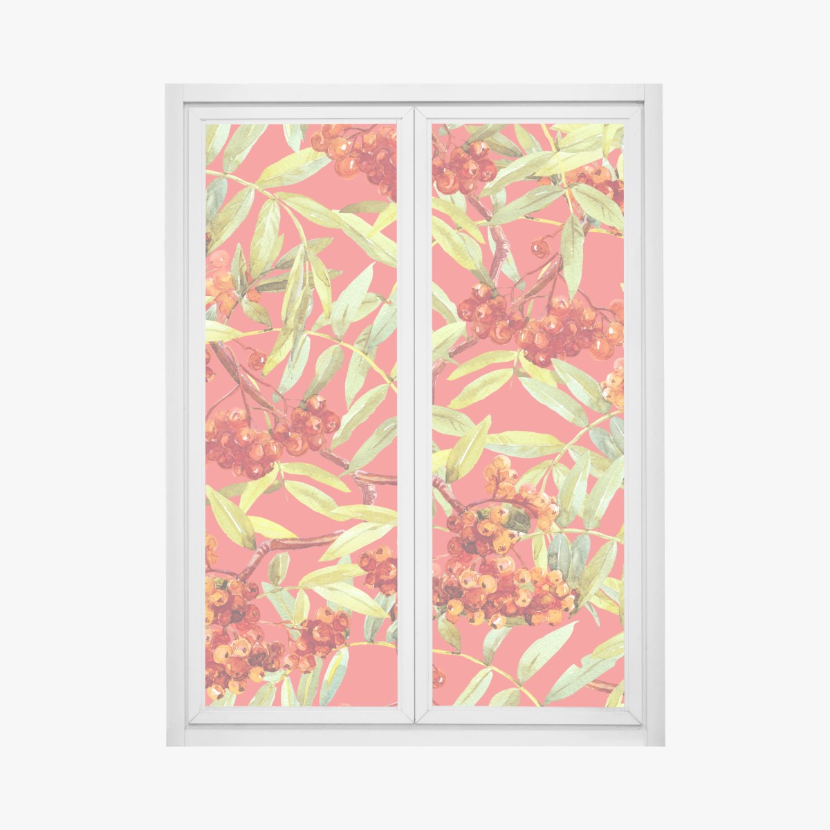 Window decal watercolor rowan berries pattern • Wallissimo® Window decal watercolor rowan berries pattern • Wallissimo®