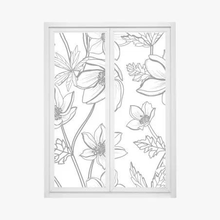 Window decal botanical line art floral pattern • Wallissimo®