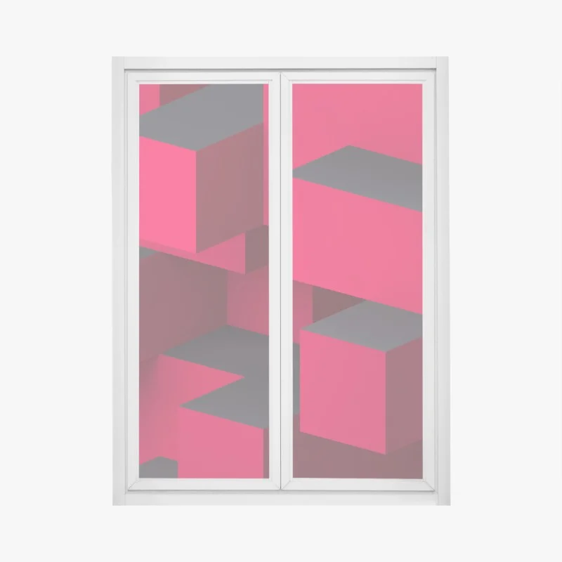 Window decal bold red geometric blocks