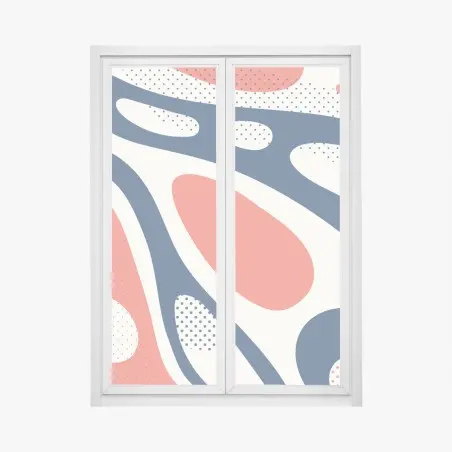Window decal retro coral and navy abstract pattern • Wallissimo®