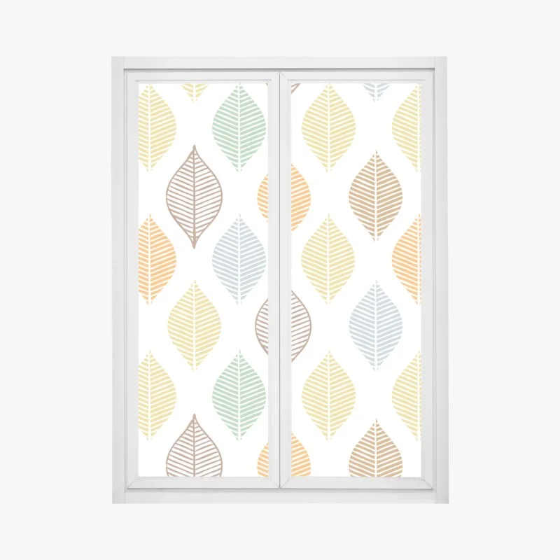 Window decal pastel leaf pattern wall art