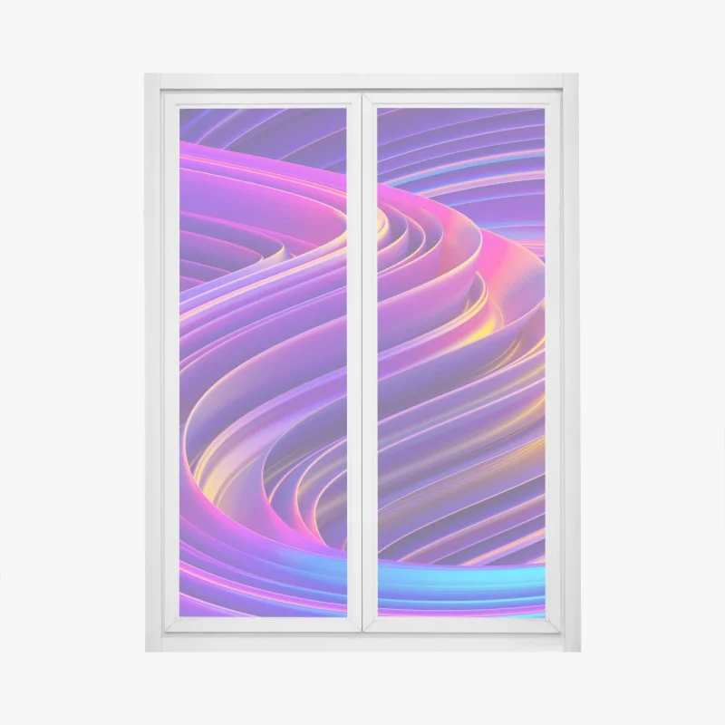 Window decal vibrant purple 3d ribbon swirl