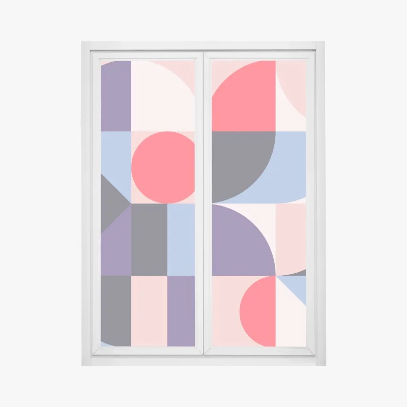 Window decal geometric pastel shapes composition
