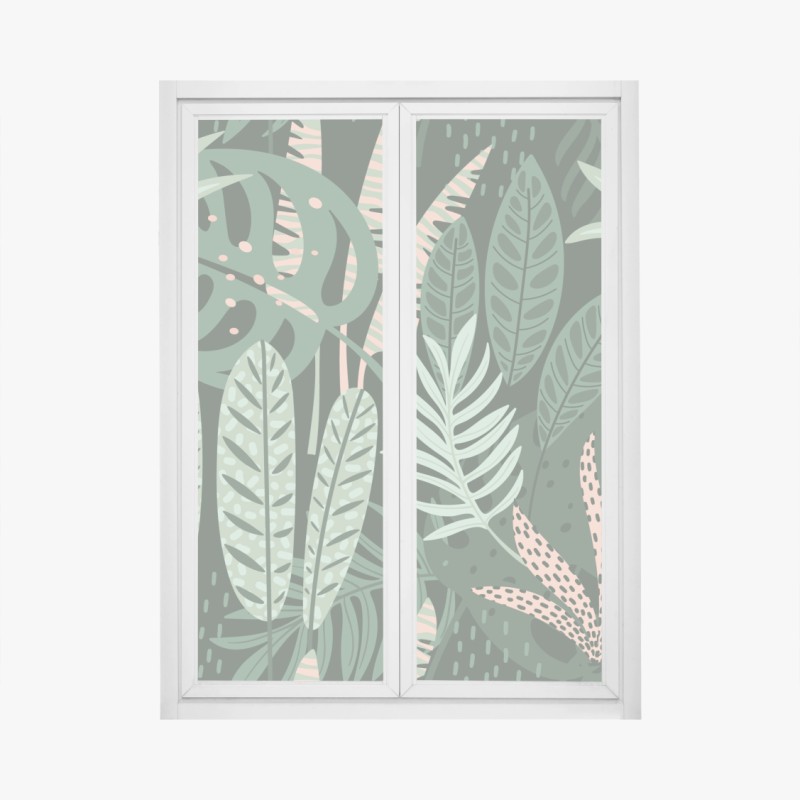 Window decal tropical leaf botanical pattern