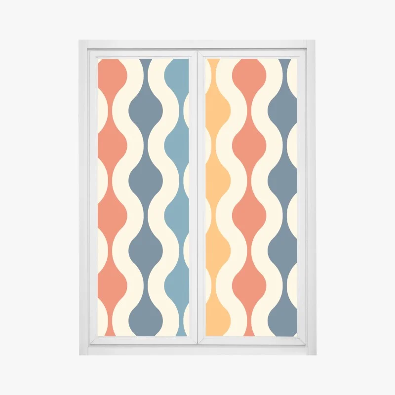 Window decal retro wavy mid-century pattern