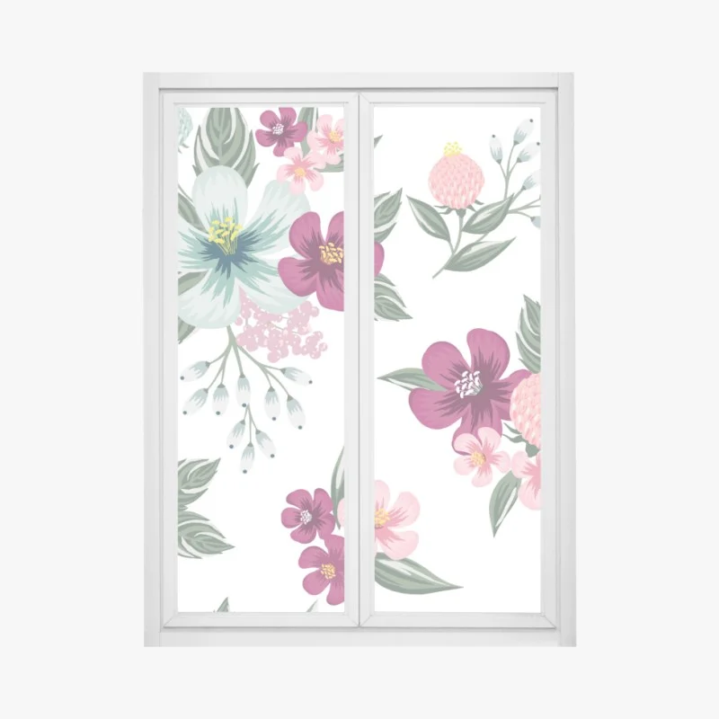 Window decal pastel floral bloom pattern