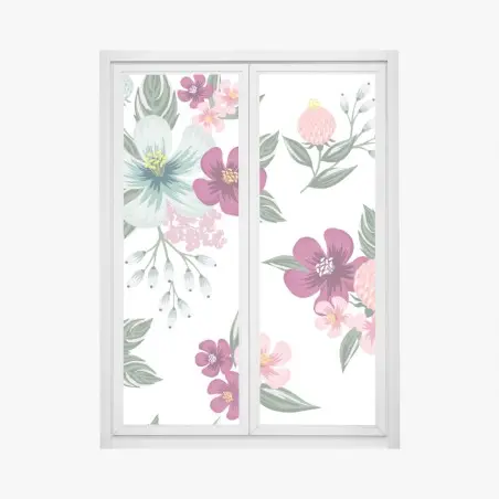 Window decal pastel floral bloom pattern • Wallissimo®