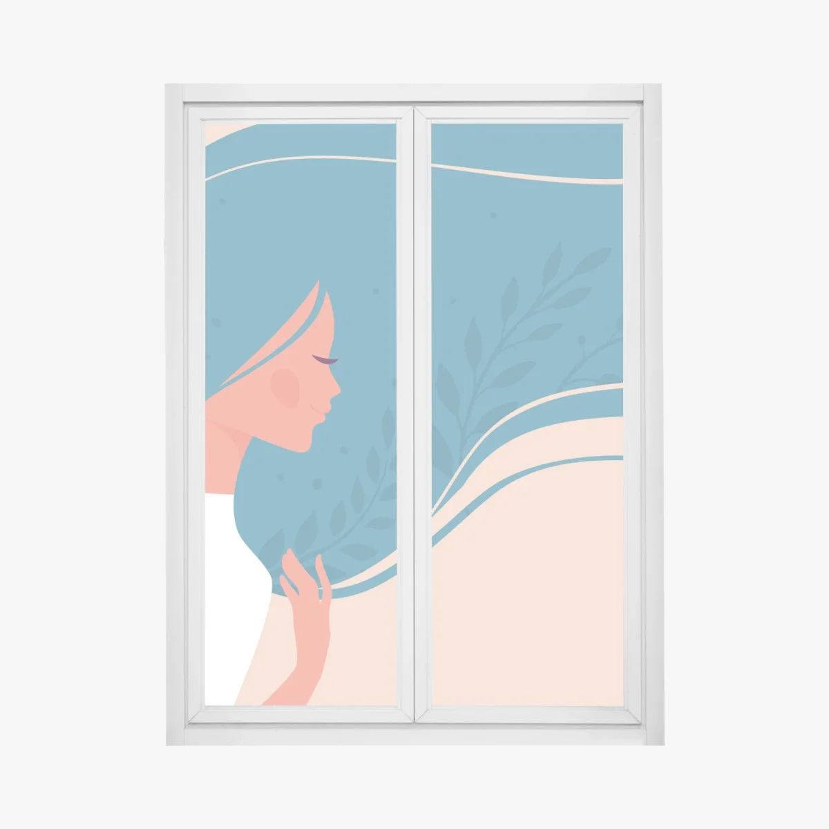 Window decal serene floral profile with flowing hair ⁕ Wallissimo® Window decal serene floral profile with flowing hair ⁕ Wallissimo®