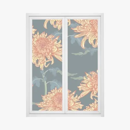 Window decal golden chrysanthemum botanical print • Wallissimo®