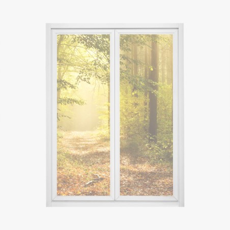 Window decal sunlit forest path in autumn • Wallissimo®