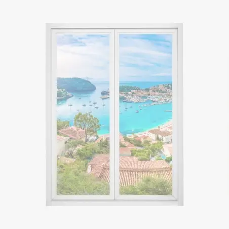 Window decal sunlit panorama of Port de Soller • Wallissimo®