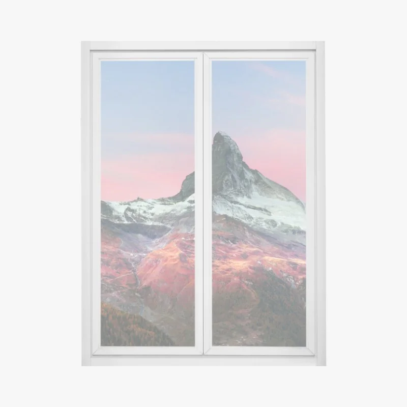 Window decal autumn panorama of the Matterhorn at sunset