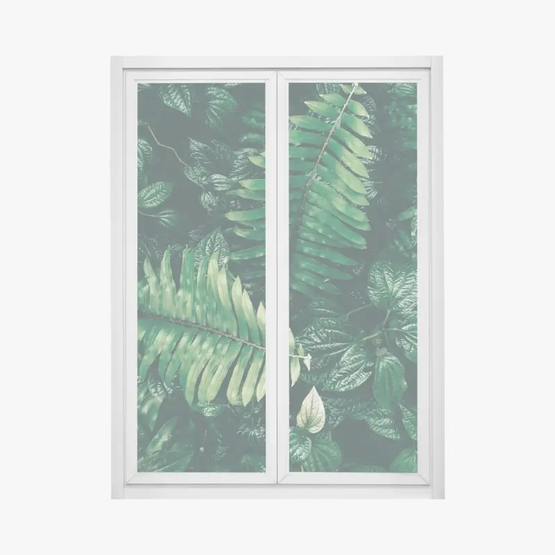 Window decal lush tropical green leaves