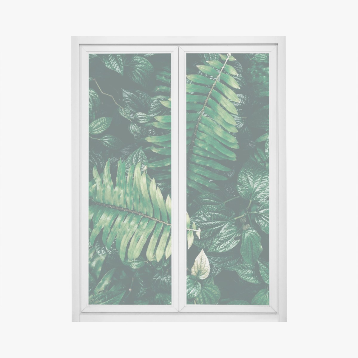 Window decal lush tropical green leaves • Wallissimo® Window decal lush tropical green leaves • Wallissimo®