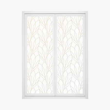 Window decal golden leaf pattern on white background • Wallissimo®