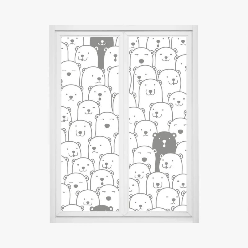 Window decal adorable bear crowd pattern